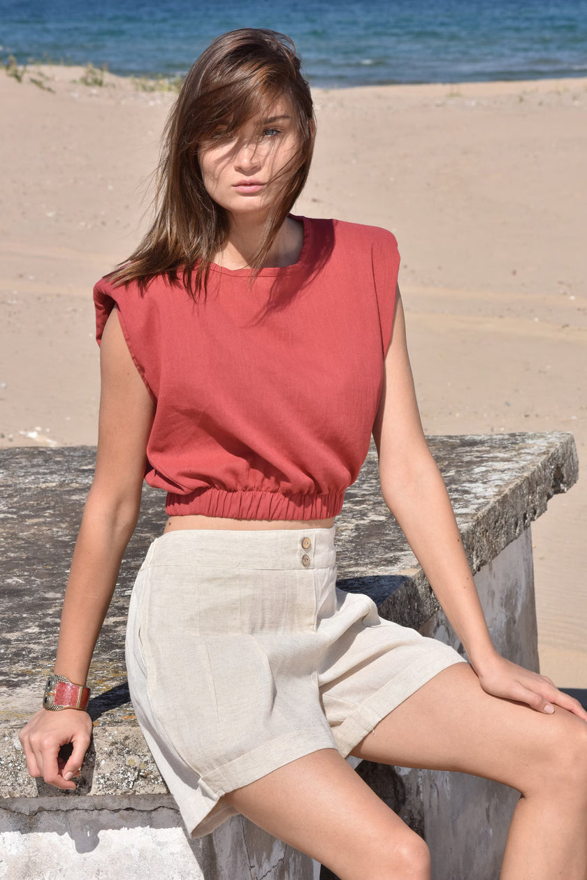 Neutral Unbleached Linen Organic Cotton Blended Fabric By The Meter.