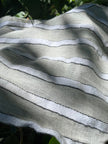 Striped Cotton Semi Sheer Fabric, Unbleached Lightweight Natural.