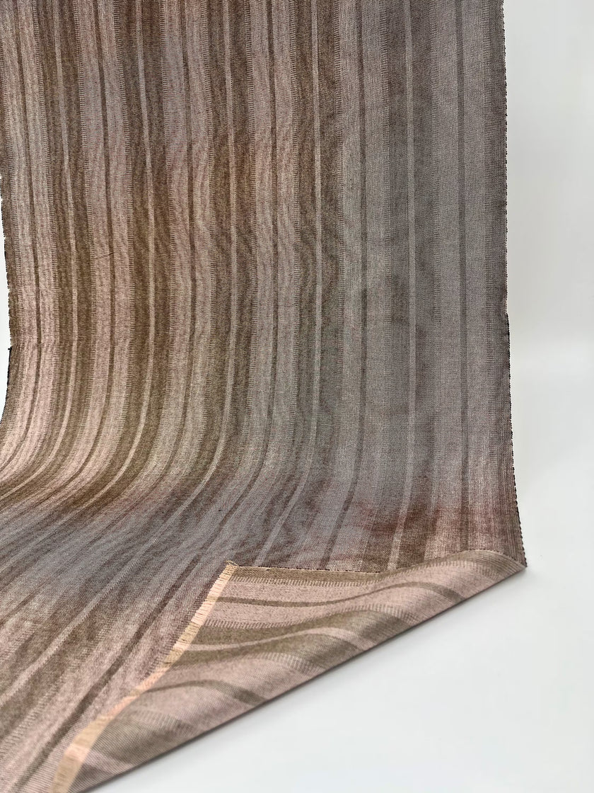 Striped Silk Moire Fabric, Watermark Pattern.