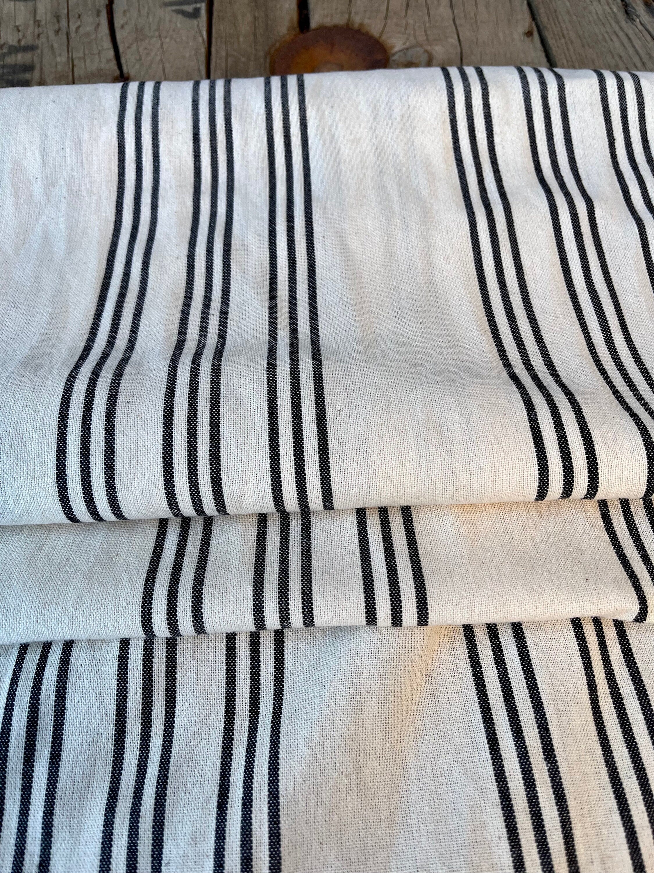 Tissu en coton biologique neutre rayé marine au mètre, tissu froissé avec rayures épingles, large largeur