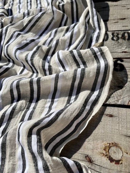 Tissu en coton biologique neutre rayé marine au mètre, tissu froissé avec rayures épingles, large largeur