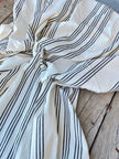 Tissu en coton biologique neutre rayé marine au mètre, tissu froissé avec rayures épingles, large largeur