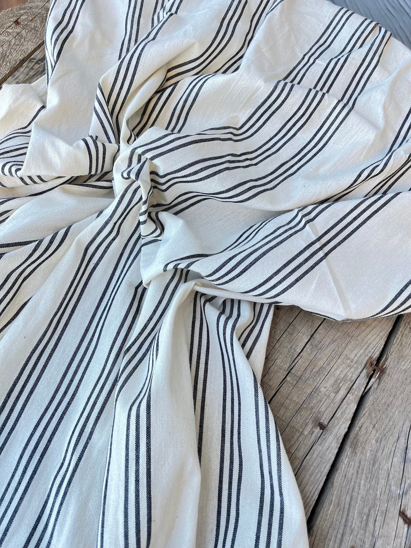 Tissu en coton biologique neutre rayé marine au mètre, tissu froissé avec rayures épingles, large largeur