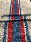 Antique Hemp Fabric, Rustic Hand Knitted Fabric With Stripes.