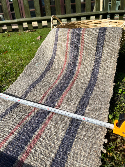 Antique Fabric, Rustic Handwoven Fabric With Stripes.