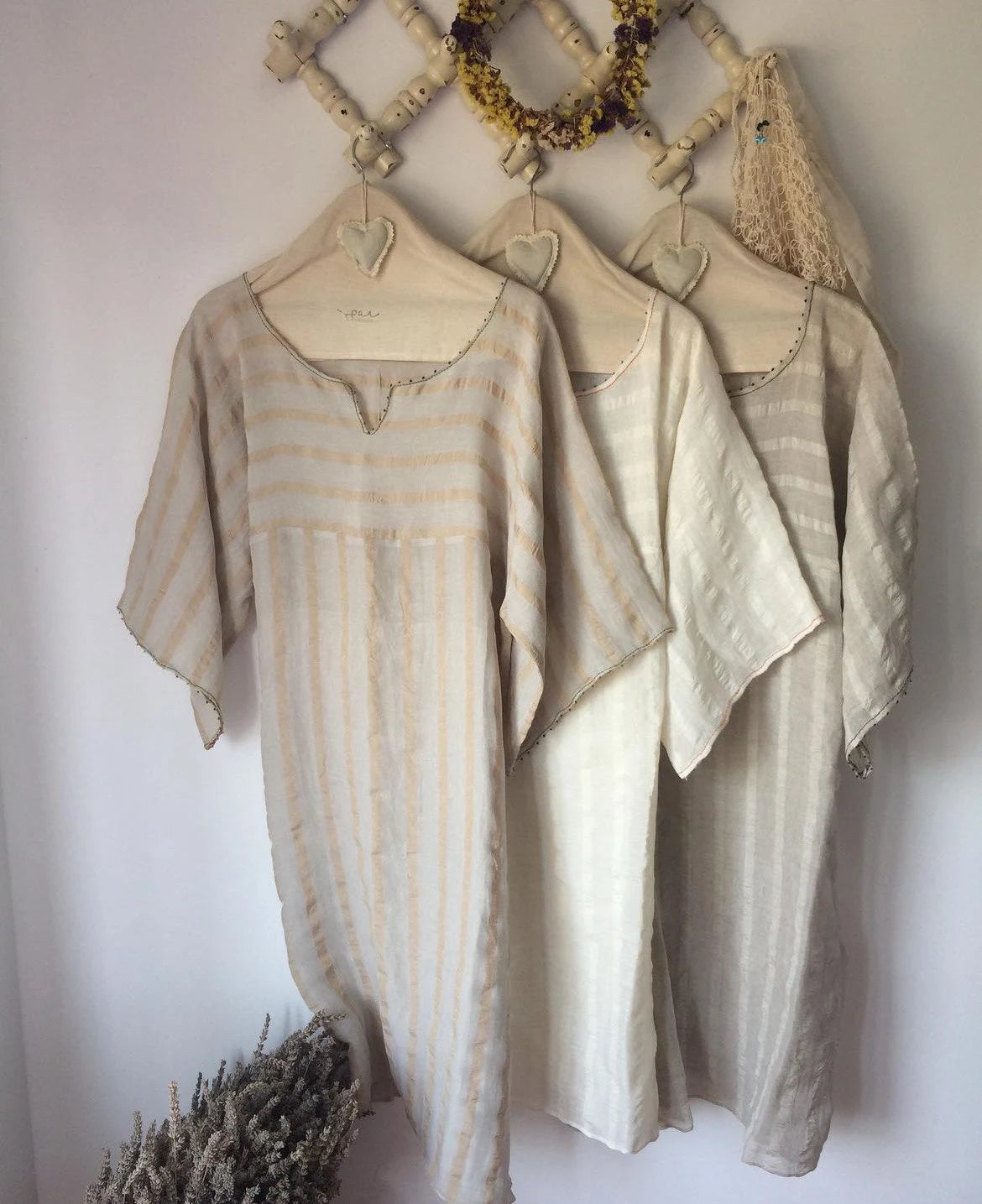 Linen Silk Blend Striped Fabric.