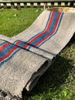 Antique Hemp Fabric, Rustic Hand Knitted Fabric With Stripes.