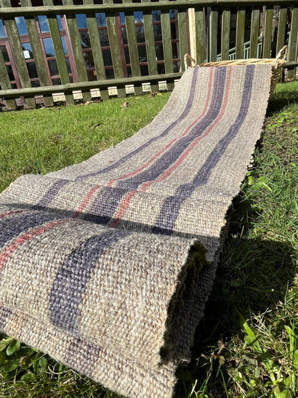 Antique Fabric, Rustic Handwoven Fabric With Stripes.