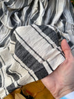 Sile Cloth Cotton Natural Fabric With Black Stripes.