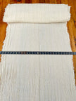 Neutral Stretchy Crinkle Cotton Fabric, Textured Surface, Off White Handwoven Cotton With Glitter Stripes.