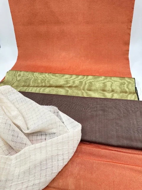 Orange Luxurious Silk Moire Home Textile Interior Fabrics.