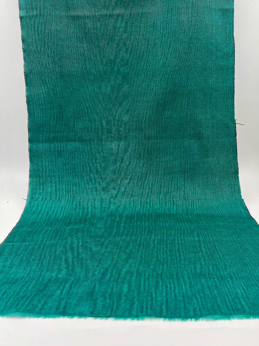 Green Moire Silk Home Textile Interior Fabrics, Watermark Pattern.