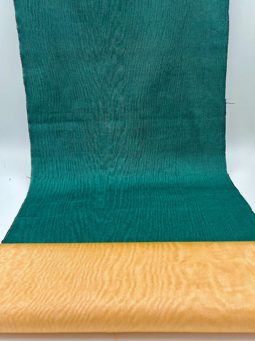Green Moire Silk Home Textile Interior Fabrics, Watermark Pattern.