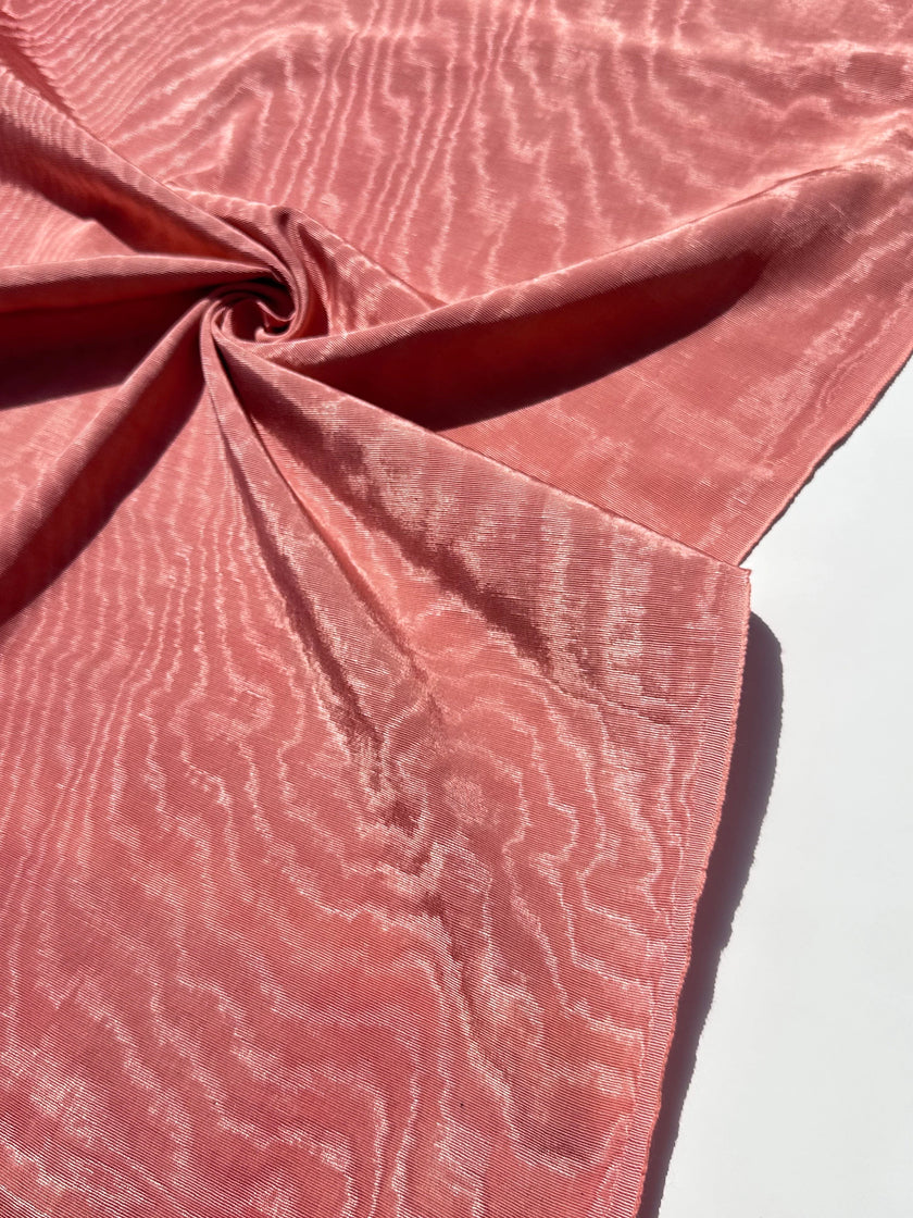 Salmon Pink Silk Fabric, Silk By The Yard. Watermark Pattern