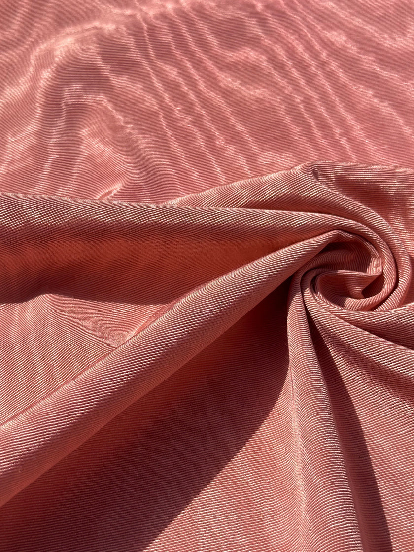 Salmon Pink Silk Fabric, Silk By The Yard. Watermark Pattern