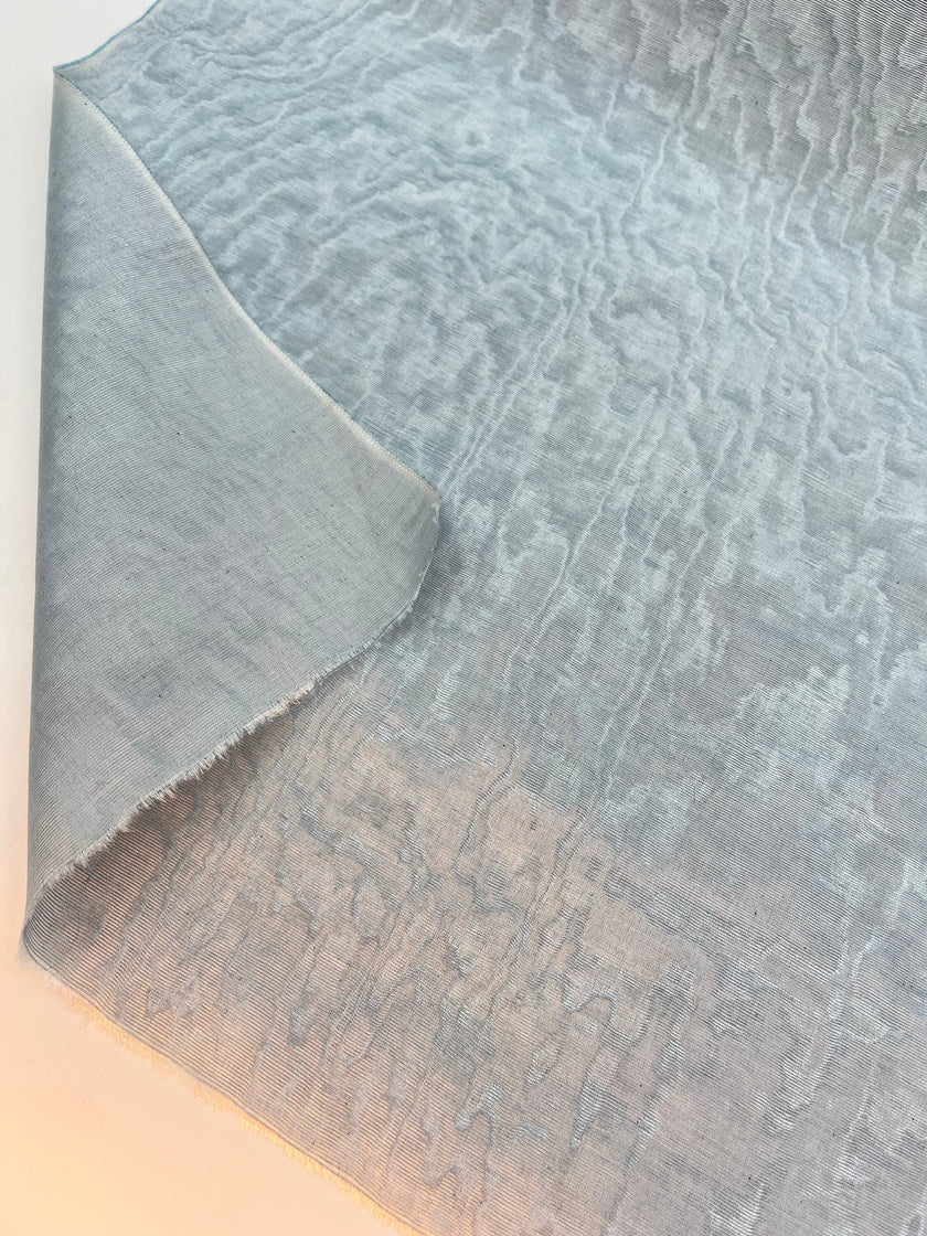 Ice Blue Silk Fabric, Moire Silk Fabric, Silk By The Yard. Watermark Pattern.
